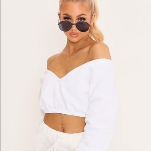 PrettyLittleThing Cropped White Sweater